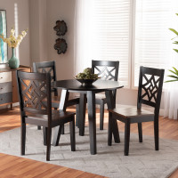 Baxton Studio Rava-Dark BrownWalnut-5PC Dining Set Baxton Studio Rava Modern and Contemporary Two-Tone Dark Brown and Walnut Brown Finished Wood